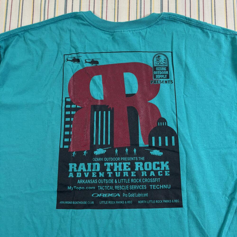 Raid The Rock Adventure Race Shirt Mens XL Green Gildan Little Rock Tee EUC